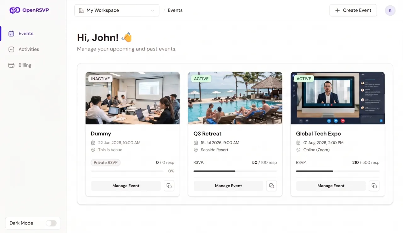 OpenRSVP Dashboard